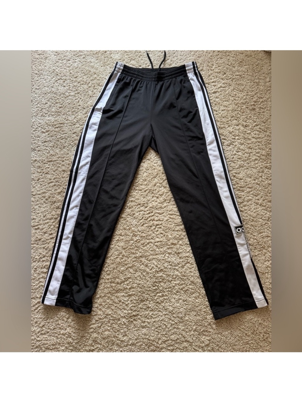 adidas Black and White Snap-Front Track Jacket with Beige Accents